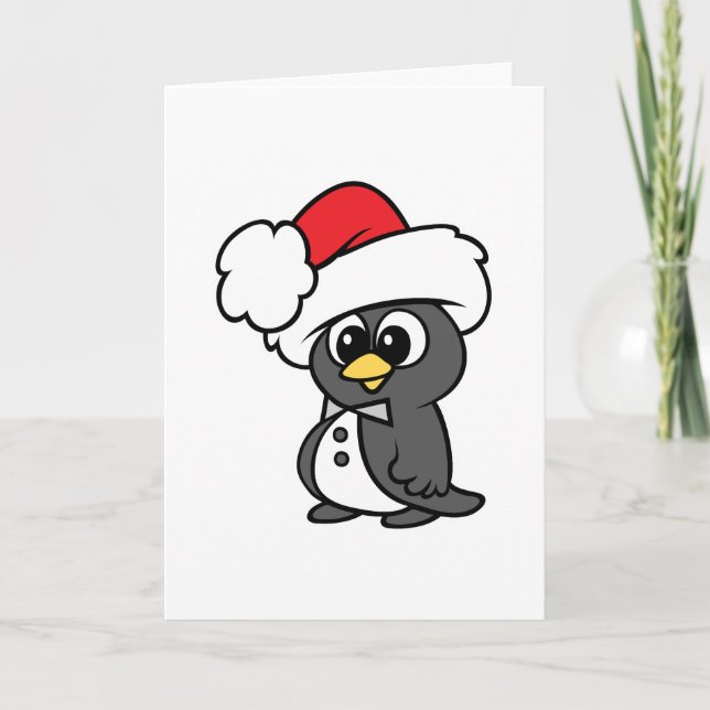 Tarjeta Festiva Navidades cortos: Pingüino Tuxedo (Anverso)