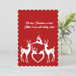 Tarjeta Festiva Navidades cortos reno Santa Helper blanco Diversió