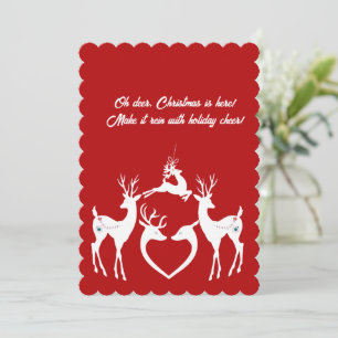 Tarjeta Festiva Navidades cortos reno Santa Helper blanco Diversió