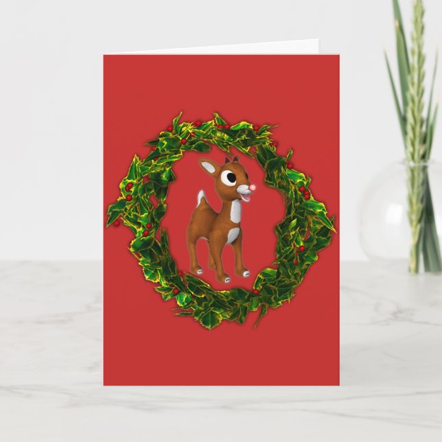 Tarjeta Festiva Navidades cortos venado y coraje (Anverso)