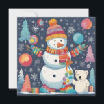 Tarjeta Festiva Navidades cortos y coloridos Snowman<br><div class="desc">Navidades snowman</div>