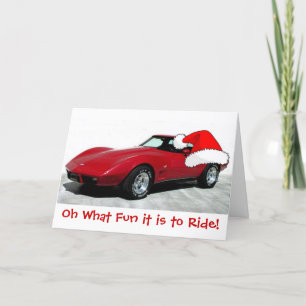 Tarjeta Festiva Navidades Corvette Rojo
