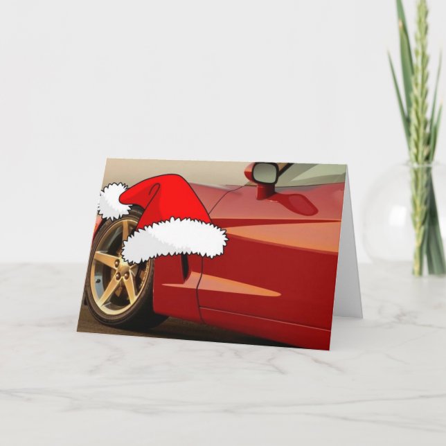 Tarjeta Festiva Navidades Corvette rojo (Anverso)