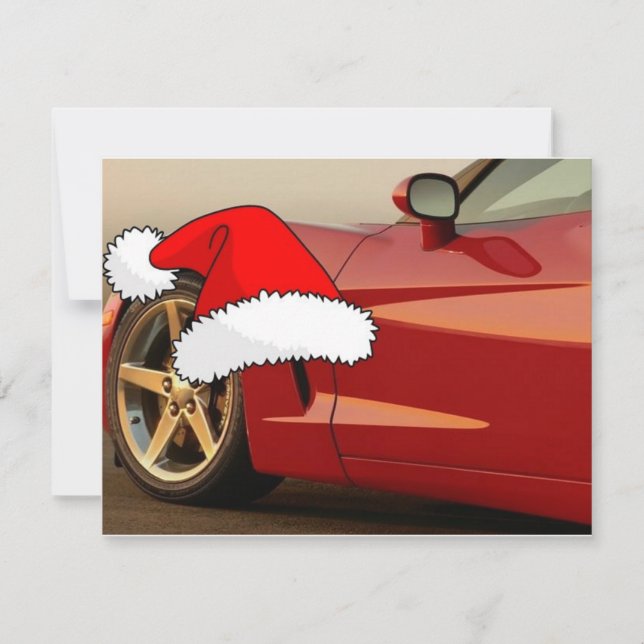 Tarjeta Festiva Navidades Corvette rojo (Anverso)