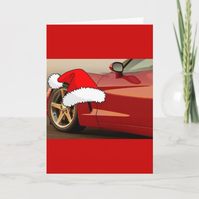 Tarjeta Festiva Navidades Corvette rojo (Anverso)