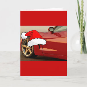 Tarjeta Festiva Navidades Corvette rojo