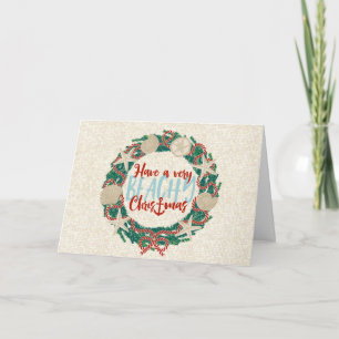 Tarjeta Festiva Navidades Costa Tropical Sea Shell Wreath - Rojo