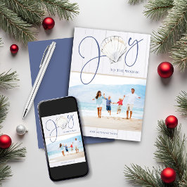 Tarjeta Festiva Navidades costeros disfrutan de la foto de feriado