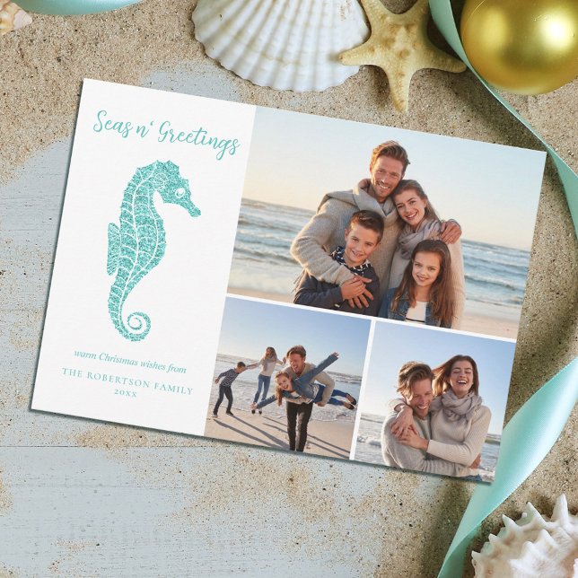 Tarjeta Festiva Navidades costeros Marahorse Aqua Verde azulado 3  (Subido por el creador)