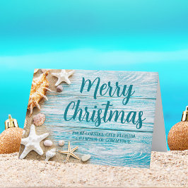 Tarjeta Festiva Navidades costeros Personalizado Beach Company Sea