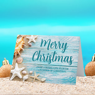 Tarjeta Festiva Navidades costeros Personalizado Beach Company Sea