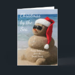 Tarjeta Festiva Navidades costeros Snowman en la playa<br><div class="desc">Navidades costeros Snowman en la playa</div>