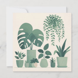 Tarjeta Festiva Navidades Cream Green Potted Plants