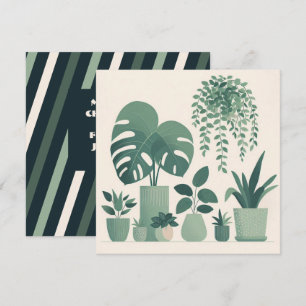 Tarjeta Festiva Navidades Cream Green Potted Plants