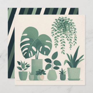 Tarjeta Festiva Navidades Cream Green Potted Plants