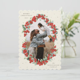 Tarjeta Festiva Navidades Cream Red Berries+Eucalyptus Foto