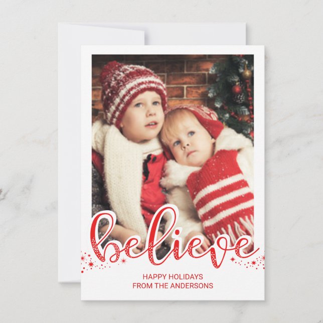 Tarjeta Festiva Navidades creen que foto de escritura de mano capr (Anverso)
