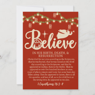 Tarjeta Festiva Navidades creen que Jesús Natividad luces de jara