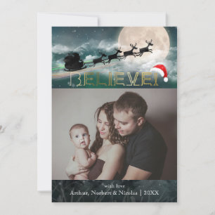 Tarjeta Festiva Navidades CREEN QUE Rincón Sleigh Santa Hat Foto