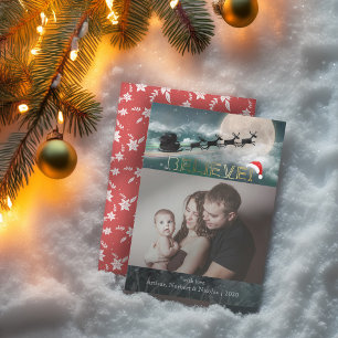 Tarjeta Festiva Navidades CREEN QUE Rincón Sleigh Santa Hat Foto