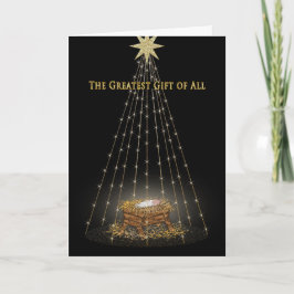 TARJETA FESTIVA NAVIDADES - CRISTIANO - MANGER/ESTRELLAS