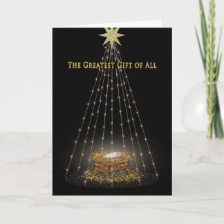 TARJETA FESTIVA NAVIDADES - CRISTIANO - MANGER/ESTRELLAS