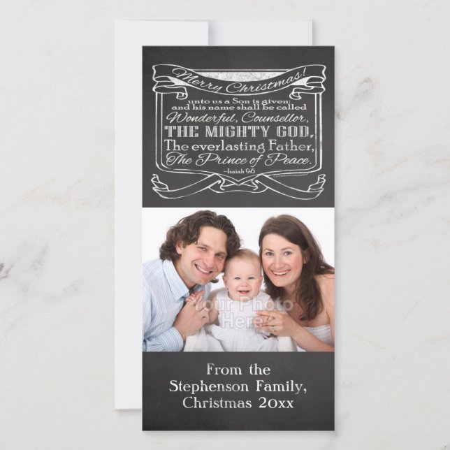 Tarjeta Festiva Navidades cristianos de Chalkboard (Anverso)