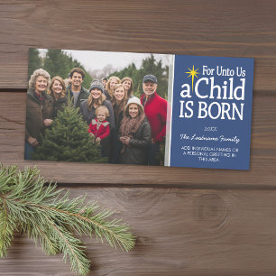 Tarjeta Festiva Navidades cristianos de fotografía - Nace un niño