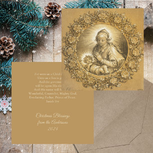 Tarjeta Festiva Navidades cristianos de la religión del oro en la 