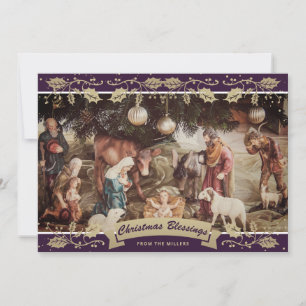 Tarjeta Festiva Navidades cristianos en la escena de la natividad 