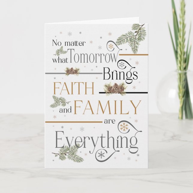 Tarjeta Festiva Navidades cristianos Fianza y familia Todo (Anverso)