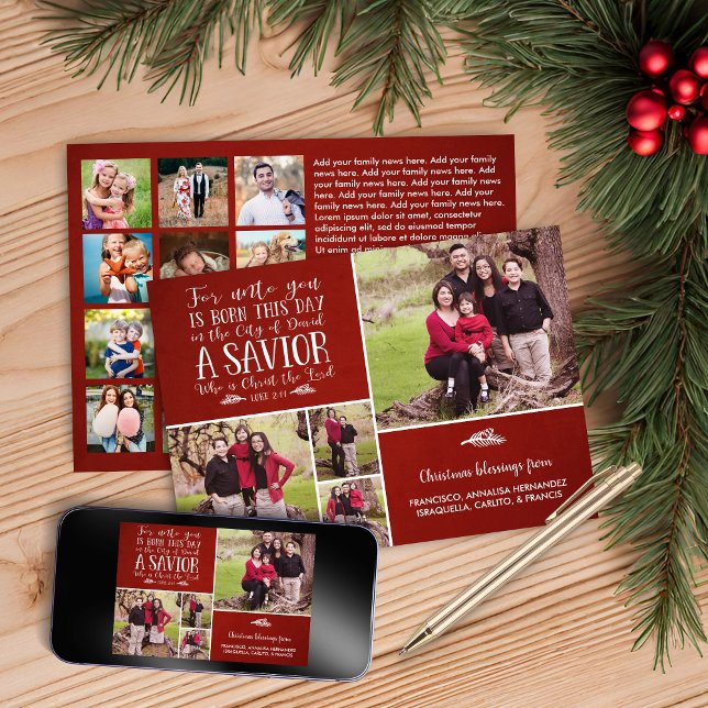 Tarjeta Festiva Navidades cristianos Luke 2 Múltiples (Christian Christmas Luke 2 Multiple Photo Holiday Card)