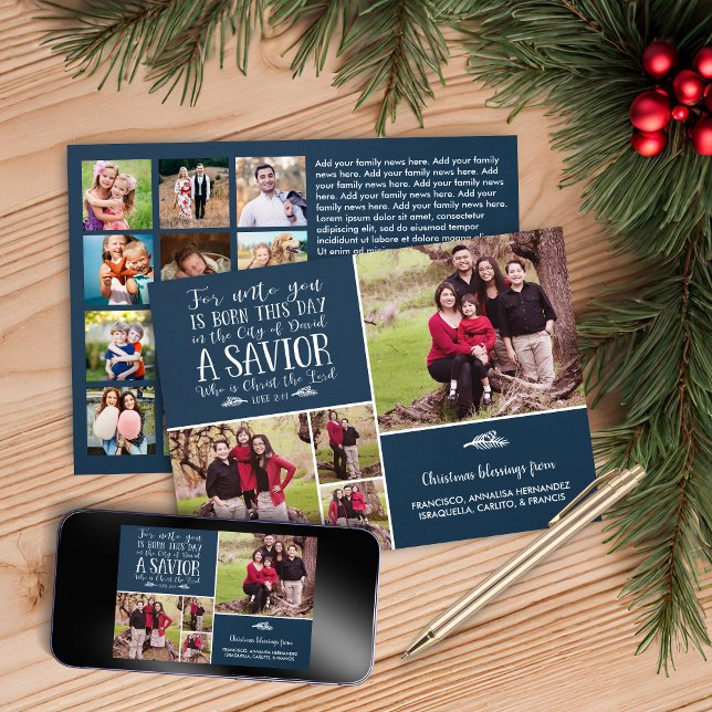 Tarjeta Festiva Navidades cristianos Luke 2 Múltiples (Christian Christmas Luke 2 Multiple Photo Holiday Card)