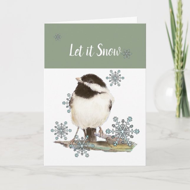 Tarjeta Festiva Navidades cristianos Nieve Cute Pájaro (Anverso)