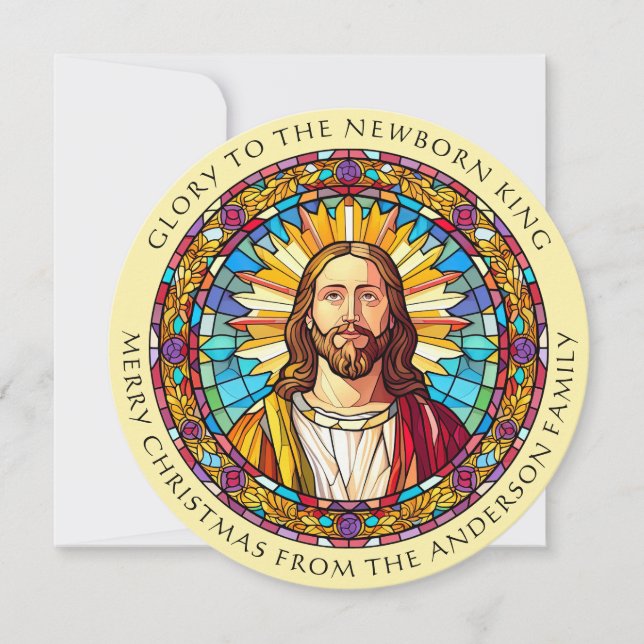 Tarjeta Festiva Navidades cristianos religiosos de Jesucristo (Anverso)