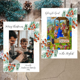 Tarjeta Festiva Navidades cristianos religiosos Foto elegante verd