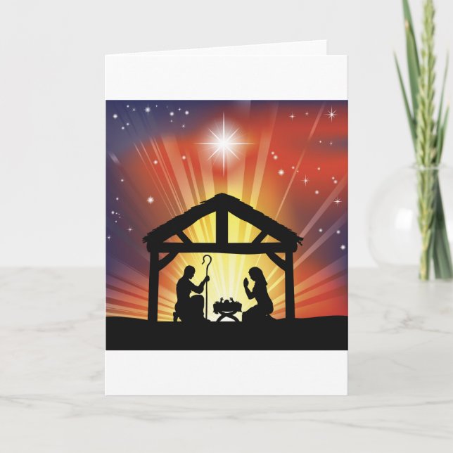 Tarjeta Festiva Navidades cristianos tradicionales Natividad (Anverso)