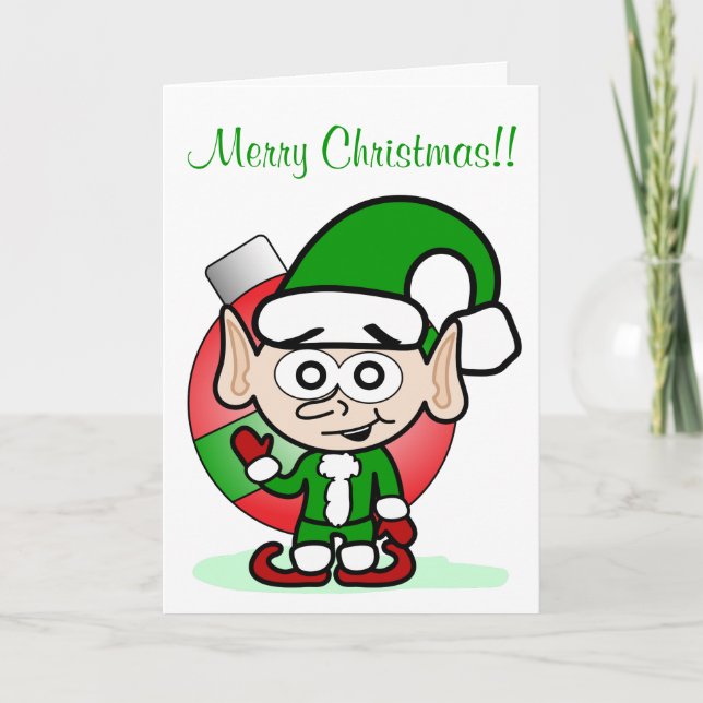 Tarjeta Festiva Navidades Cuidados Elf Holiday Personalizado capri (Anverso)