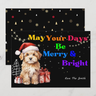 Tarjeta Festiva Navidades Cuidados Perro Merry Y Brillante