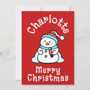 Tarjeta Festiva Navidades Cuidados Snowman con nombre   Navidades 