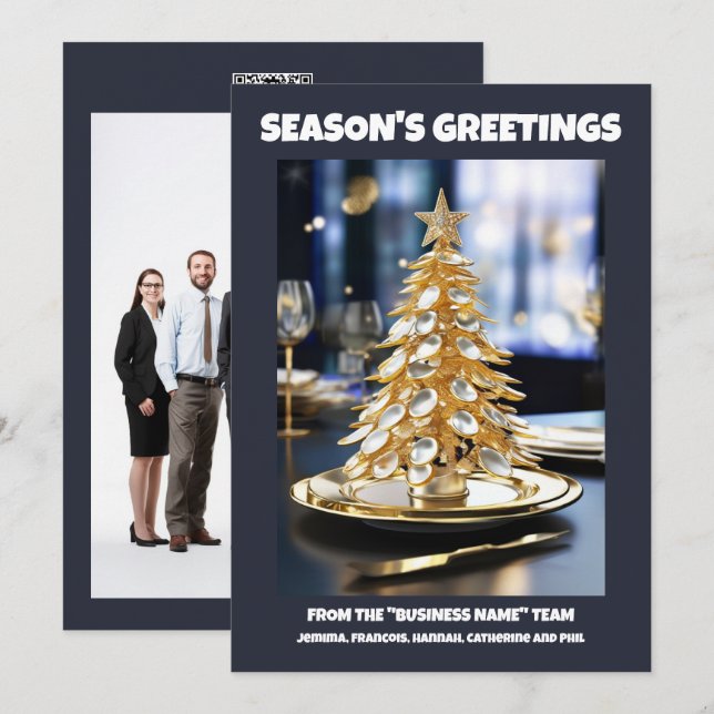 Tarjeta Festiva Navidades culinarios teaspoon tree cooking foto DI (Anverso / Reverso)