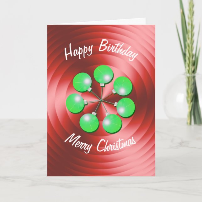 Tarjeta Festiva Navidades Cumpleaños moderno rojo y verde (Anverso)