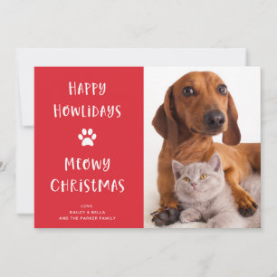 Tarjeta Festiva Navidades curiosos de perros y gatos con foto