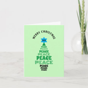 Tarjeta Festiva Navidades curos Árbol de paz verde claro