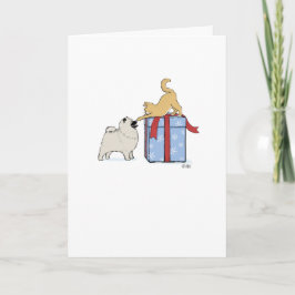 Tarjeta Festiva Navidades curos de Keeshond