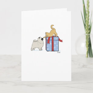 Tarjeta Festiva Navidades curos de Keeshond