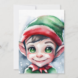 Tarjeta Festiva Navidades cutáneo elfo con orejas largas