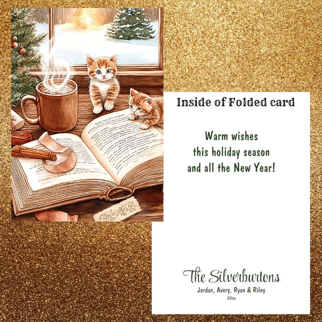 Tarjeta Festiva Navidades Cute Cosy Kitten Watercolor (Subido por el creador)