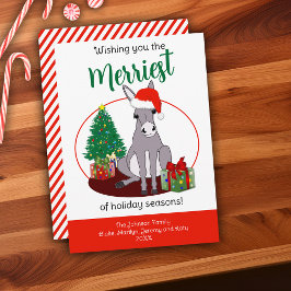 Tarjeta Festiva Navidades Cute Donkey Santa Hat personalizados