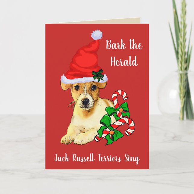 Tarjeta Festiva Navidades Cute Jack Russell Terrier (Anverso)